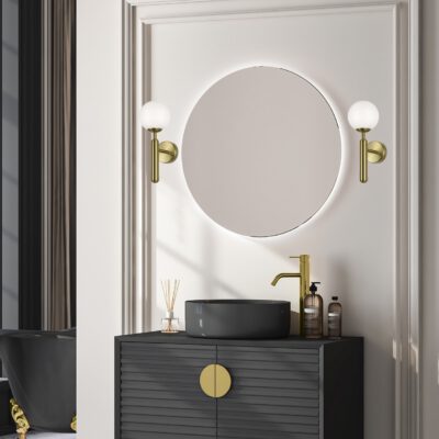 APLIQUE FICUS LATÓN BOLA OPAL 1 X 28W G-9