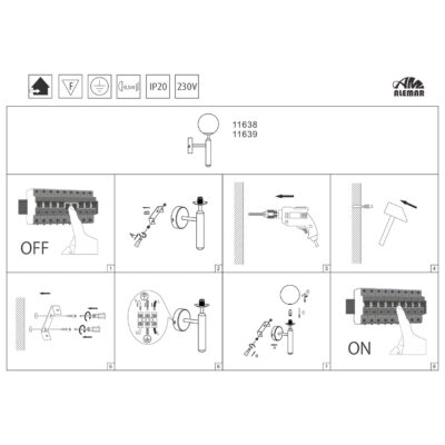APLIQUE FICUS NEGRO BOLA OPAL 1 X 28W G-9