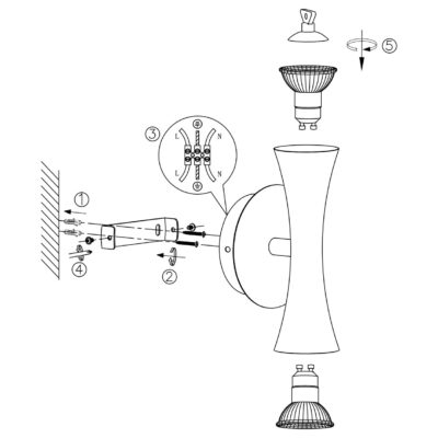 APLIQUE LED ALDA LATÓN 2 X 50W GU-10