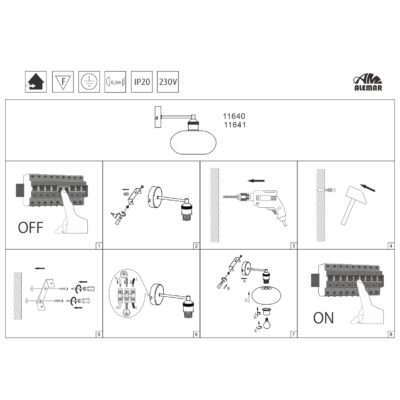 APLIQUE MOSSI NIQUEL SATINADO 1 X 40W E-14