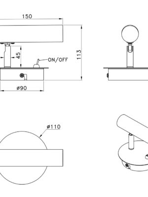 APLIQUE OSMA NIQUEL SATINADO 1 X 28W G-9