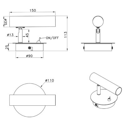APLIQUE OSMA NIQUEL SATINADO 1 X 28W G-9