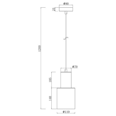 COLGANTE 1L MAENA NEGRO-LATÓN 1 X 60W E-27