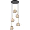 COLGANTE 5L.CACELA NEGRO-AMBAR 5 X 40W E-14
