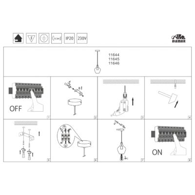 COLGANTE AINA NEGRO - FUMÉ 1 X 60W E-27
