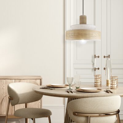 COLGANTE MOHANA MADERA/LINO 1 X 60W E-27