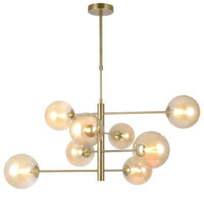 LAMPARA 8L GALAXIA LATÓN AMBAR 8 X 28W G-9