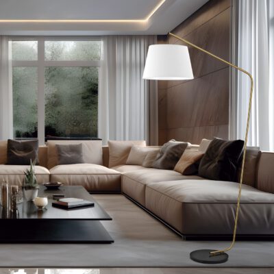 PIE SALON TALBOT LATÓN/BLANCO 1 X 60W E-27