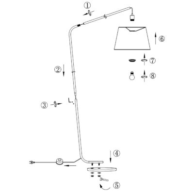 PIE SALON TALBOT LATÓN/BLANCO 1 X 60W E-27