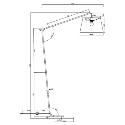 PIE SALON TALBOT LATÓN/NEGRO 1 X 60W E-27