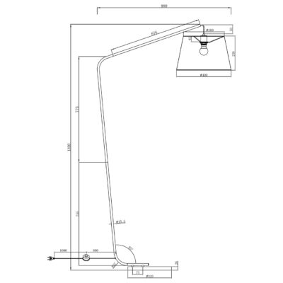 PIE SALON TALBOT NEGRO P/BLANC 1 X 60W E-27