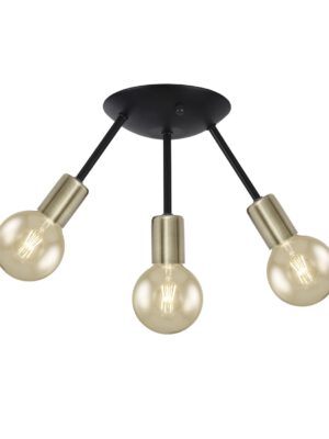 PLAFON 3L TRIPOLI NEGRO-CUERO 3 X 60W E-27