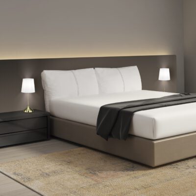 SOBREMESA BOLTON  CUERO/BLANCO 1 X 40W E-14