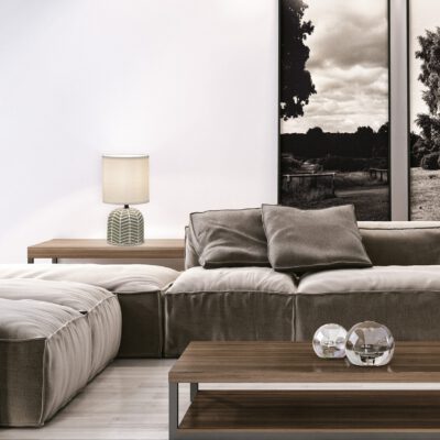 SOBREMESA DARREN MARRÓN/BLANCO 1 X 40W E-14