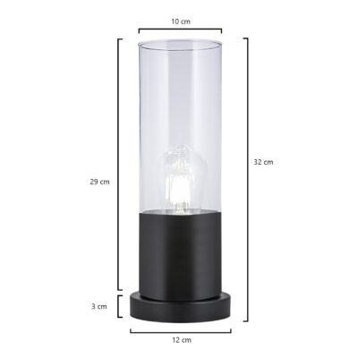 SOBREMESA DEREK NEGRO-TRANSP. 1 X 60W E-27