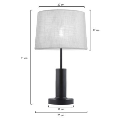 SOBREMESA MALORY NEGRO 1 X 60W E-27