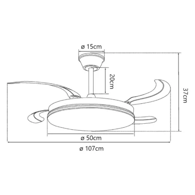 VENTILADOR ECOS BLANCO 50CMS 4 PALAS LED 72W