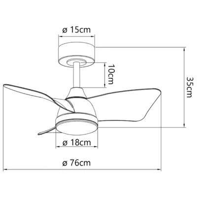 VENTILADOR TAURO BLANCO 76CMS 3 PALAS LED 24W